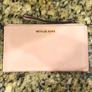 Michael Kors Jet Set clutch wristlet wallet | large | blossom pink | leather